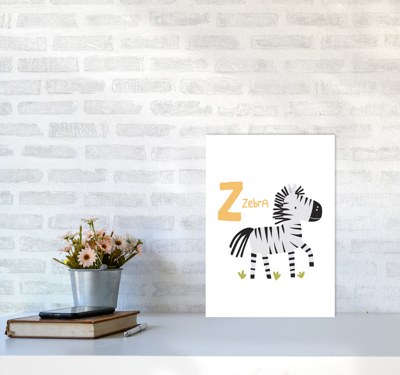 Alphabet Animals, Z Is For Zebra Framed Nursey Wall Art Print A3 Black Frame