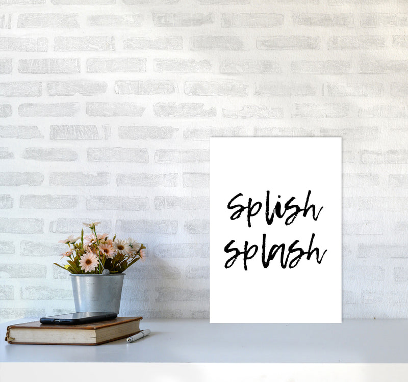 Splish Splash, Bathroom Modern Print, Framed Bathroom Wall Art A3 Black Frame