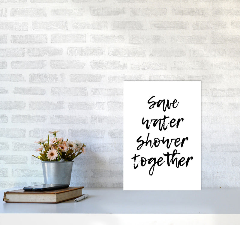 Shower Together, Bathroom Modern Print, Framed Bathroom Wall Art A3 Black Frame