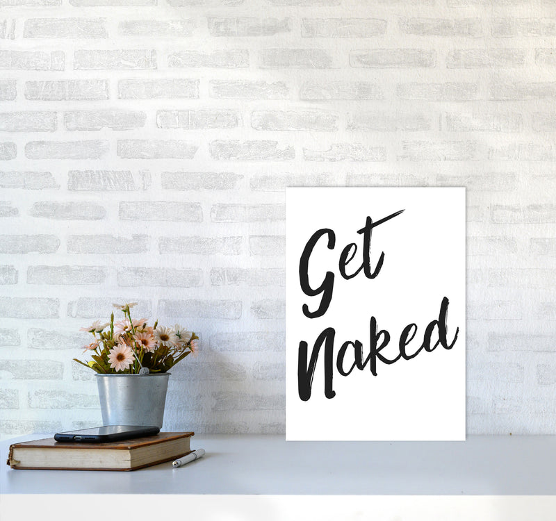 Get Naked 2, Bathroom Modern Print, Framed Bathroom Wall Art A3 Black Frame