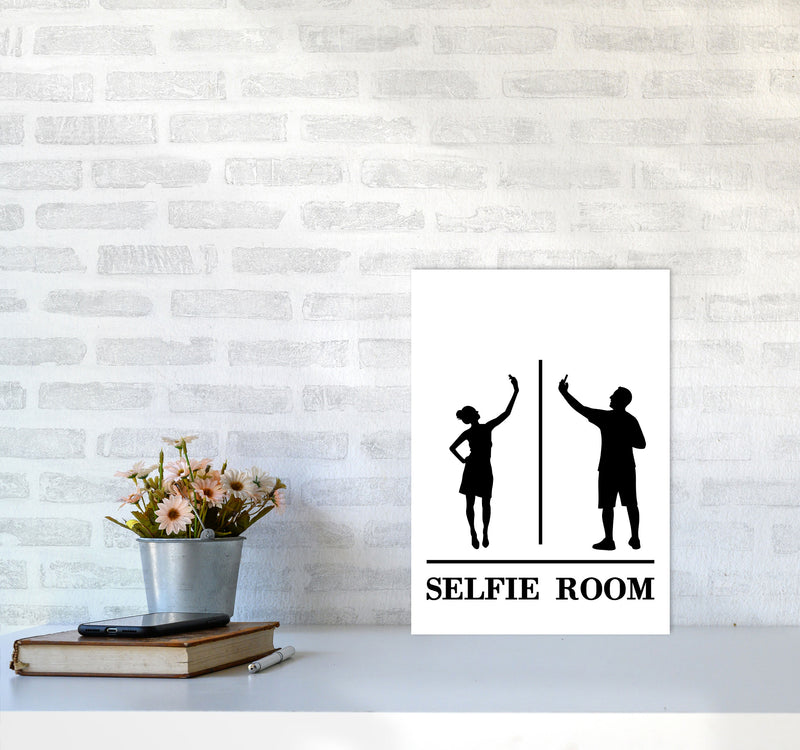 Selfie Room, Bathroom Modern Print, Framed Bathroom Wall Art A3 Black Frame
