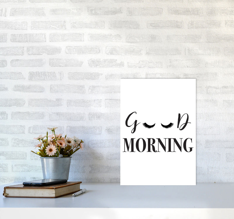 Good Morning Lashes Framed Typography Wall Art Print A3 Black Frame