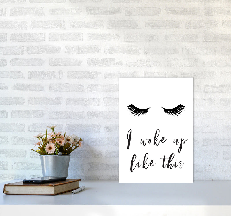 I Woke Up Like This Lashes Framed Typography Wall Art Print A3 Black Frame