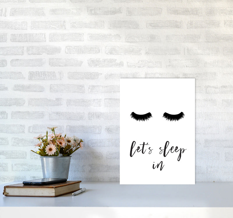 Lets Sleep In Lashes Framed Typography Wall Art Print A3 Black Frame