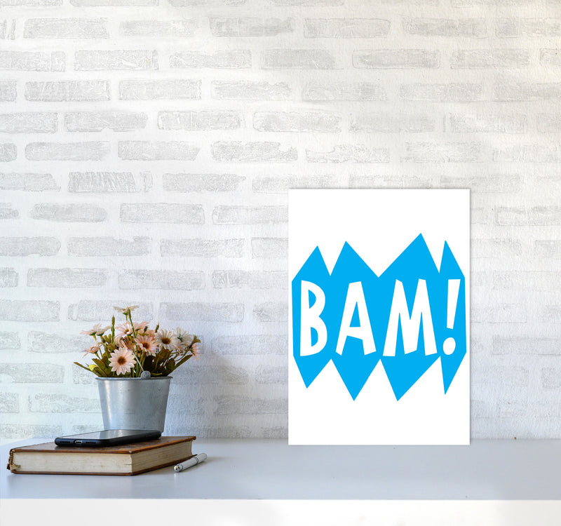 BAM! Blue Framed Nursey Wall Art Print A3 Black Frame