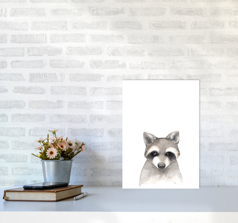 Forest Friends, Cute Raccoon Modern Print Animal Art Print A3 Black Frame