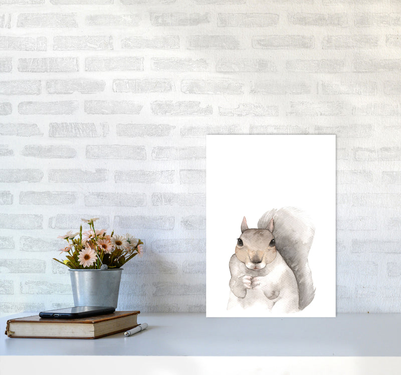Forest Friends, Cute Squirrel Modern Print Animal Art Print A3 Black Frame