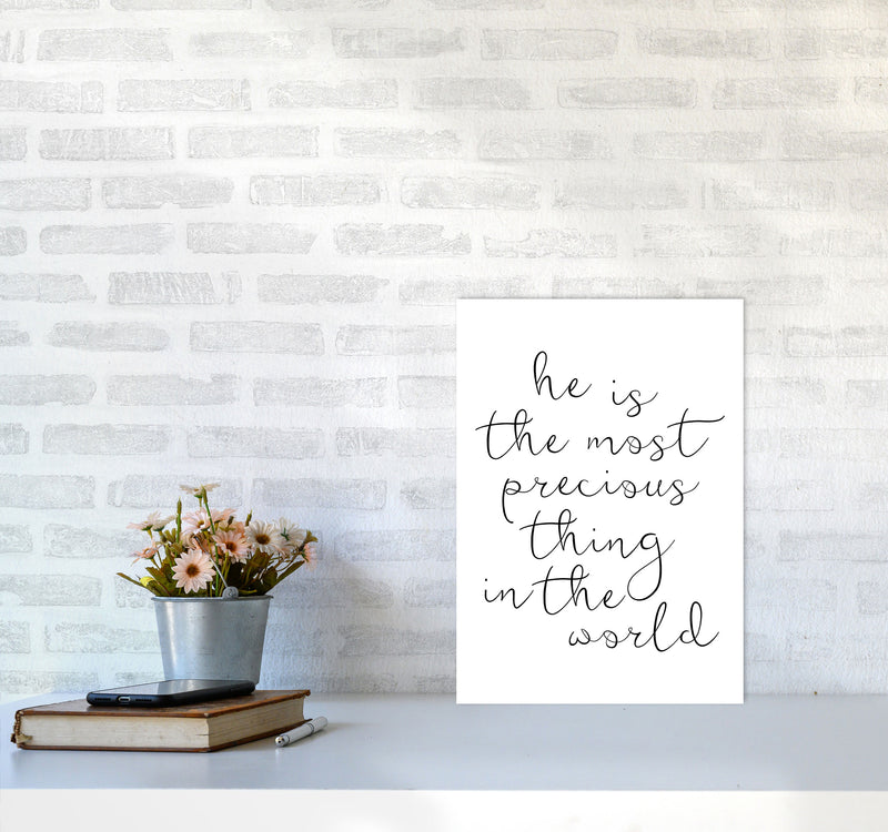 He Is The Most Precious Thing In The World Black Typography Wall Art Print A3 Black Frame