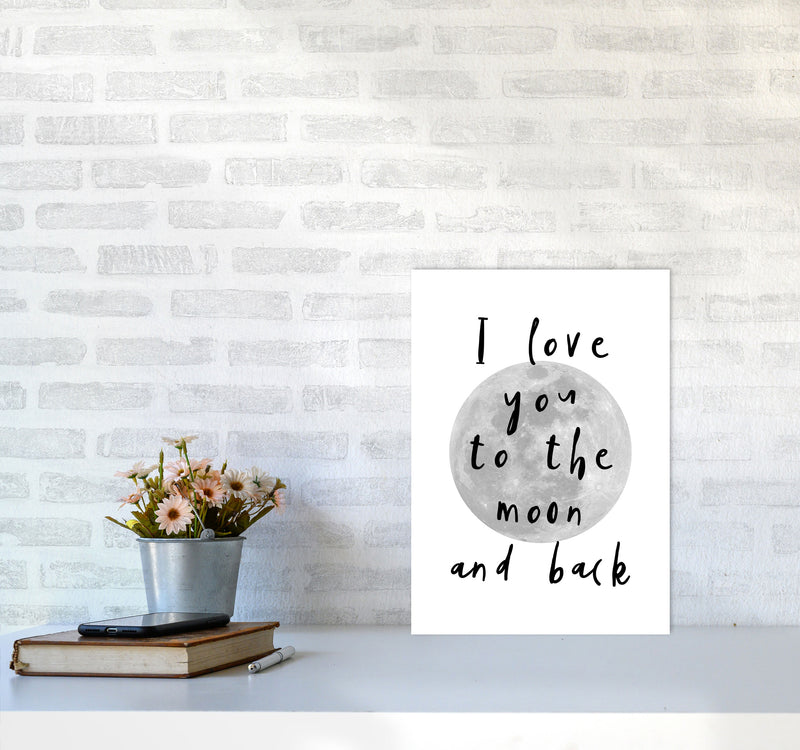 I Love You To The Moon And Back Black Framed Typography Wall Art Print A3 Black Frame