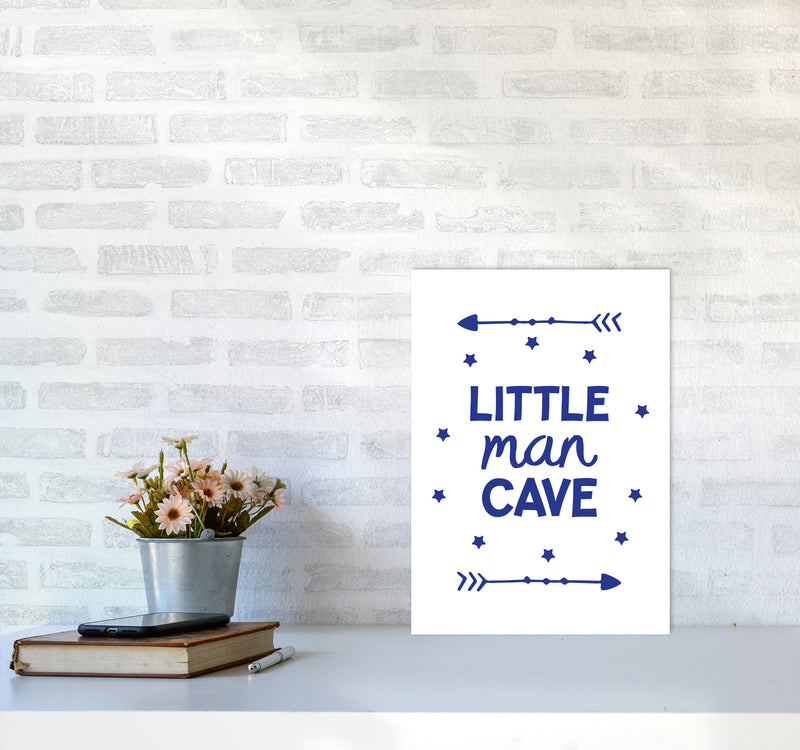 Little Man Cave Navy Arrows Framed Nursey Wall Art Print A3 Black Frame