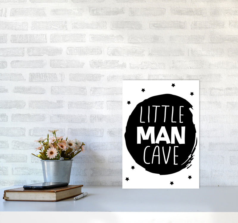 Little Man Cave Black Circle Framed Nursey Wall Art Print A3 Black Frame