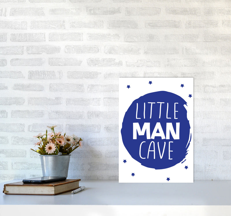 Little Man Cave Navy Circle Framed Nursey Wall Art Print A3 Black Frame