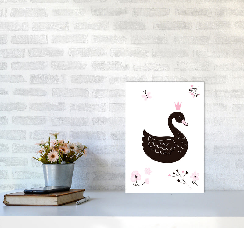 Black Swan Modern Print Animal Art Print A3 Black Frame