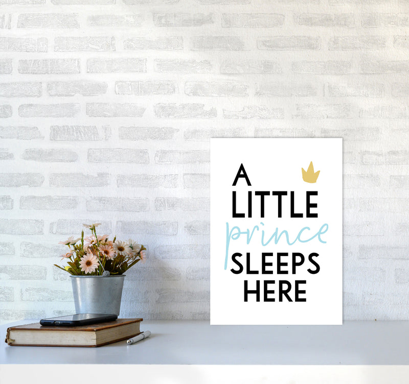 A Little Prince Sleeps Here Framed Nursey Wall Art Print A3 Black Frame