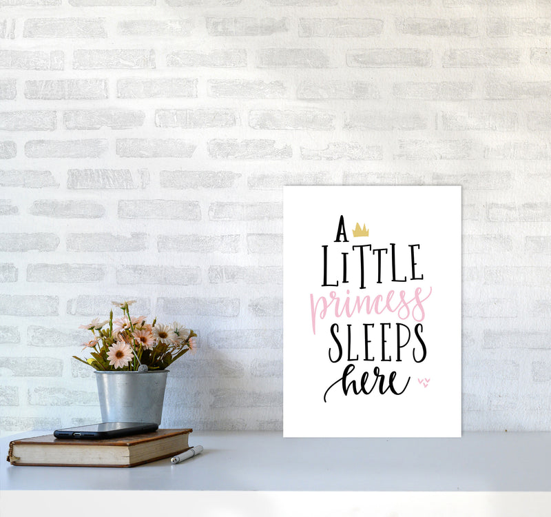 A Little Princess Sleeps Here Framed Nursey Wall Art Print A3 Black Frame
