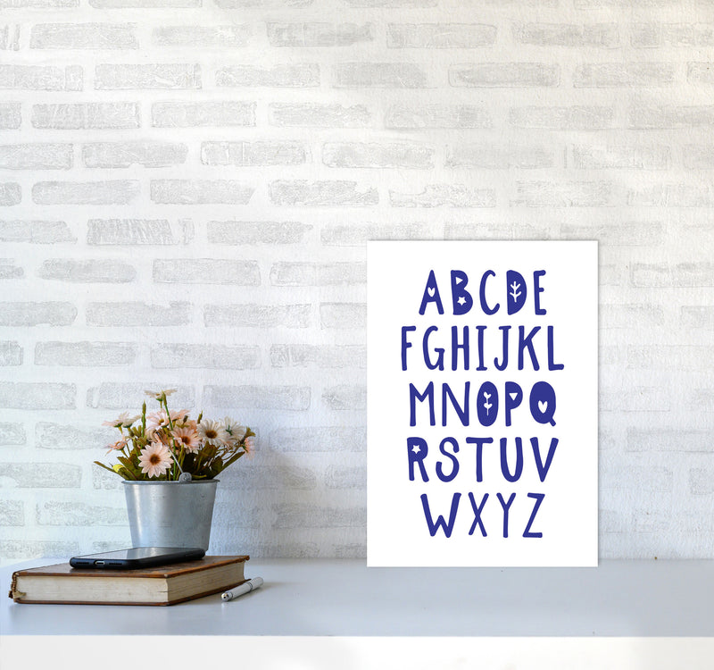 Navy Alphabet Framed Typography Wall Art Print A3 Black Frame