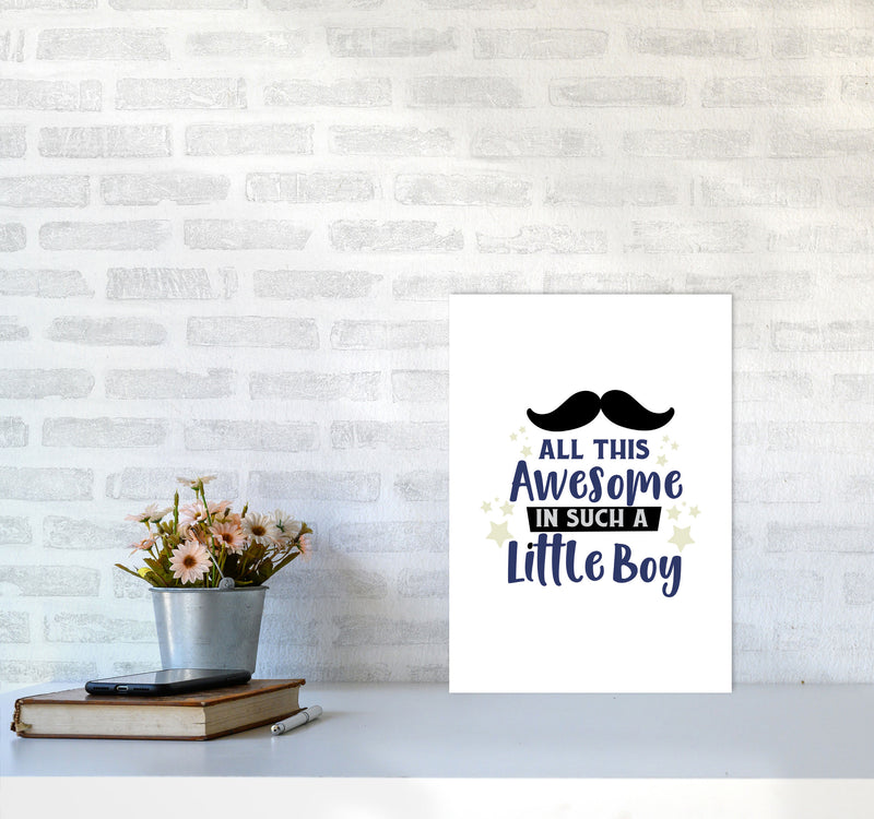 All This Awesome In Such A Little Boy Print, Nursey Wall Art Poster A3 Black Frame