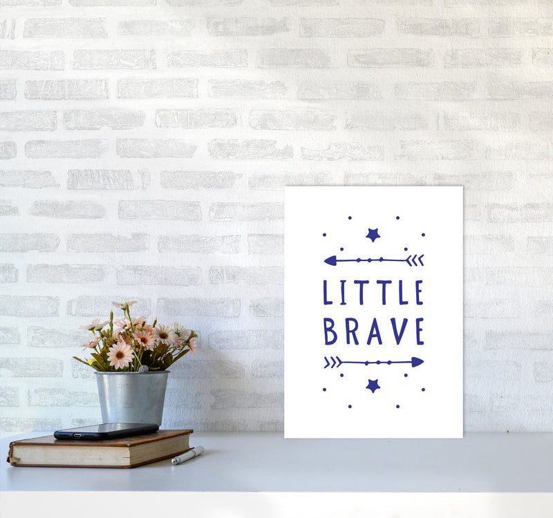 Little Brave Navy Framed Typography Wall Art Print A3 Black Frame