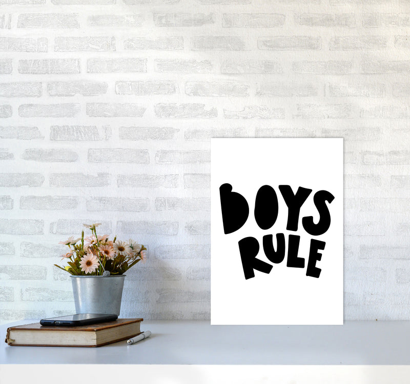 Boys Rule Black Framed Nursey Wall Art Print A3 Black Frame