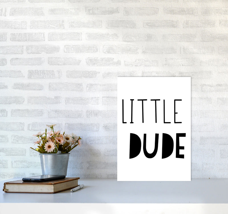 Little Dude Black Framed Nursey Wall Art Print A3 Black Frame