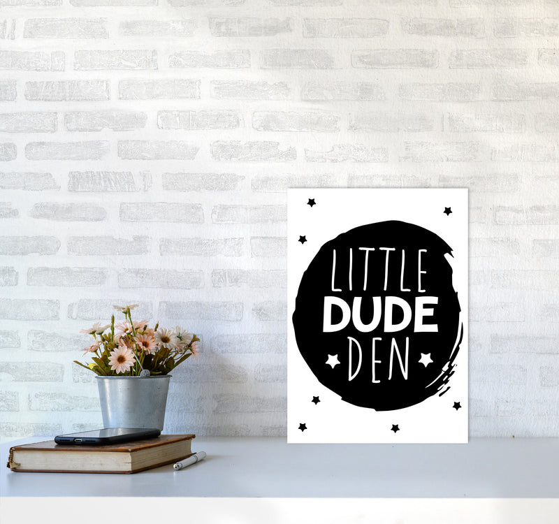 Little Dude Den Black Circle Framed Nursey Wall Art Print A3 Black Frame