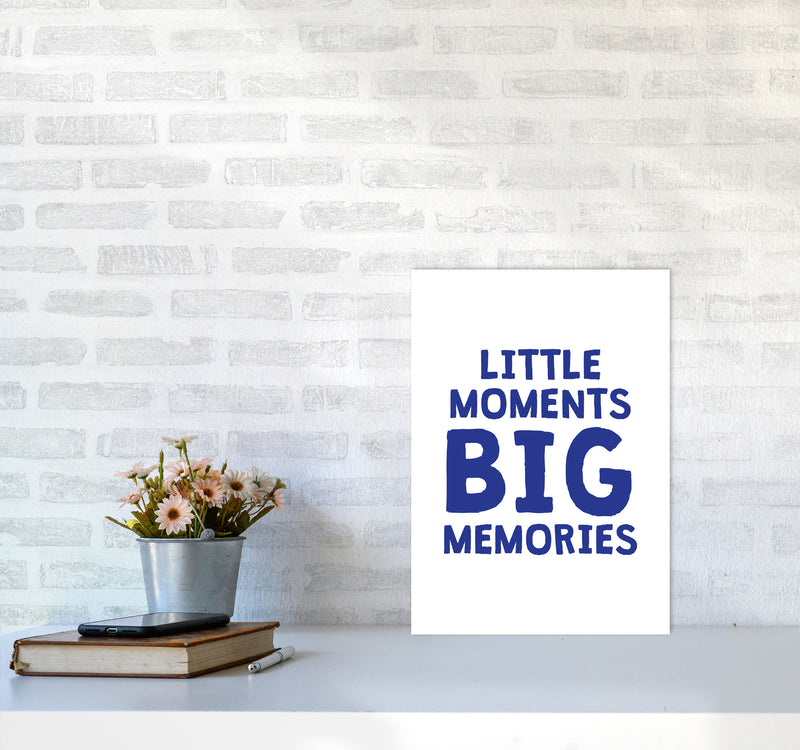 Little Moments Big Memories Navy Framed Nursey Wall Art Print A3 Black Frame