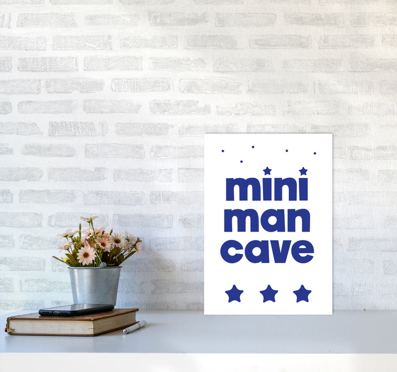 Mini Man Cave Navy Framed Nursey Wall Art Print A3 Black Frame