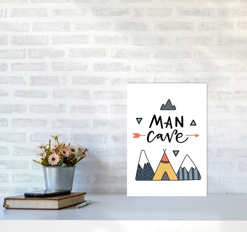 Man Cave Mountains Framed Typography Wall Art Print A3 Black Frame