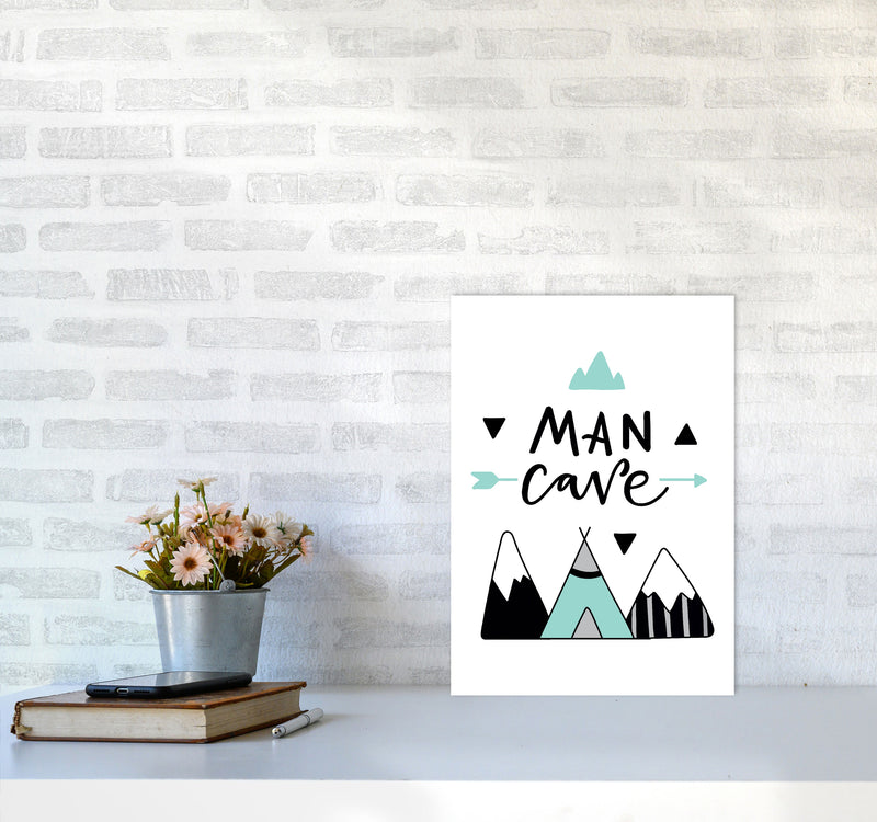 Man Cave Mountains Mint And Black Framed Typography Wall Art Print A3 Black Frame