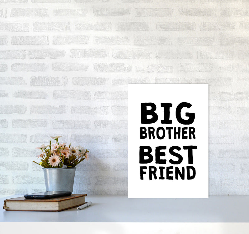 Big Brother Best Friend Black Framed Typography Wall Art Print A3 Black Frame