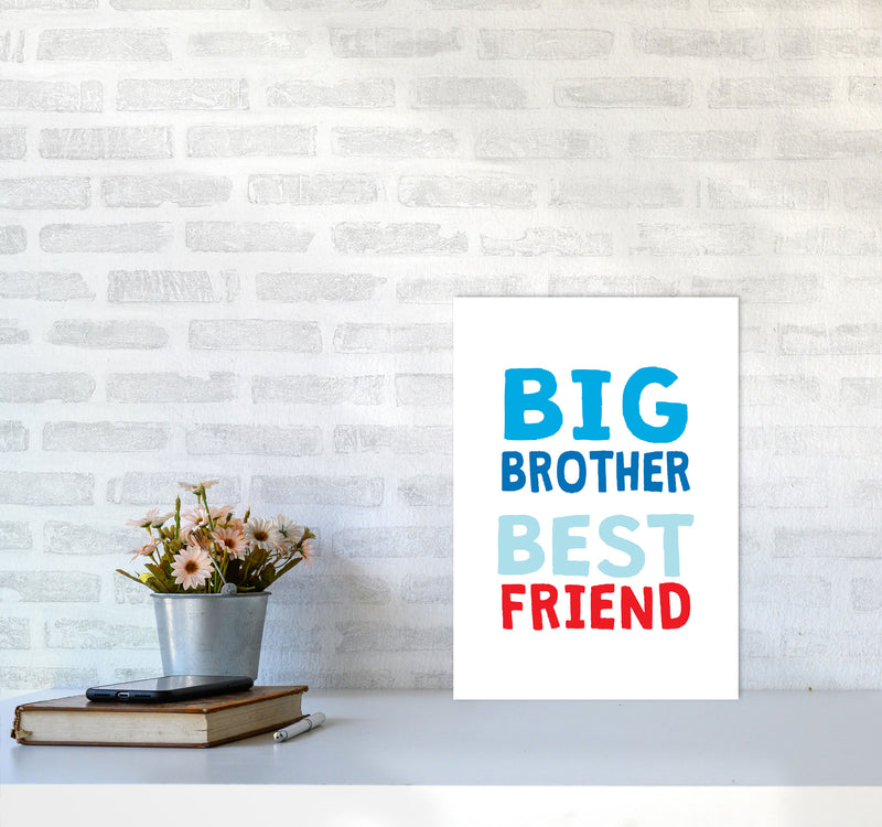 Big Brother Best Friend Blue Framed Typography Wall Art Print A3 Black Frame
