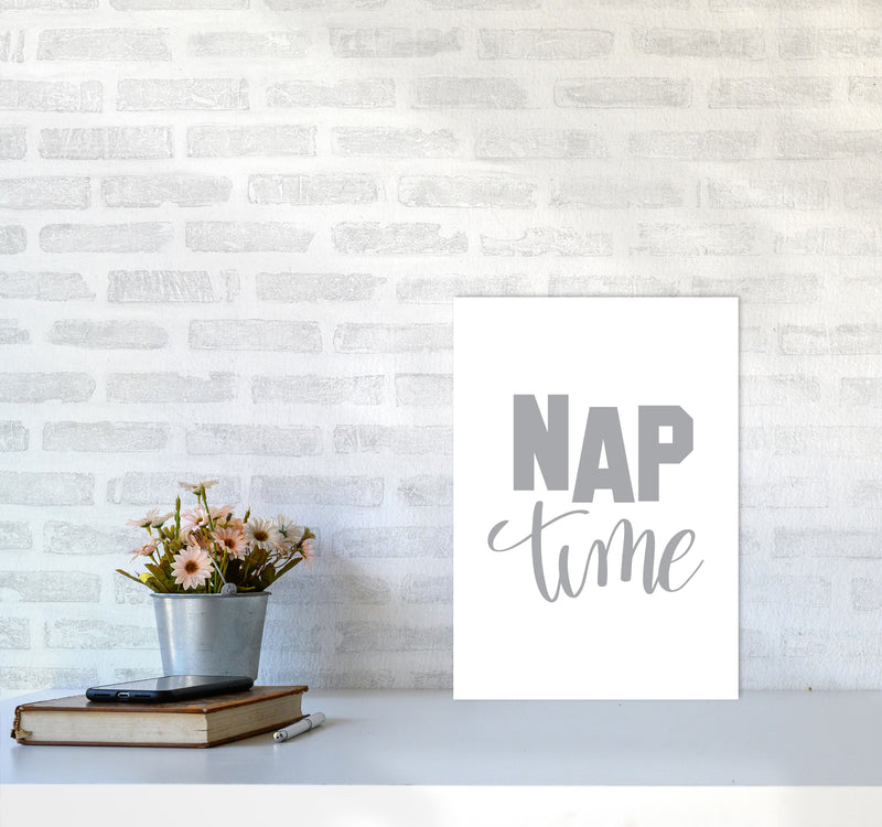 Nap Time Grey Framed Typography Wall Art Print A3 Black Frame
