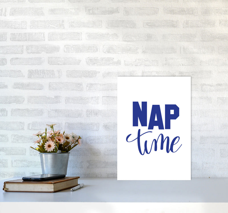 Nap Time Navy Framed Typography Wall Art Print A3 Black Frame