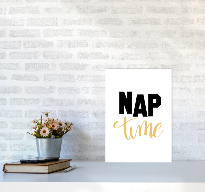Nap Time Black And Mustard Framed Typography Wall Art Print A3 Black Frame