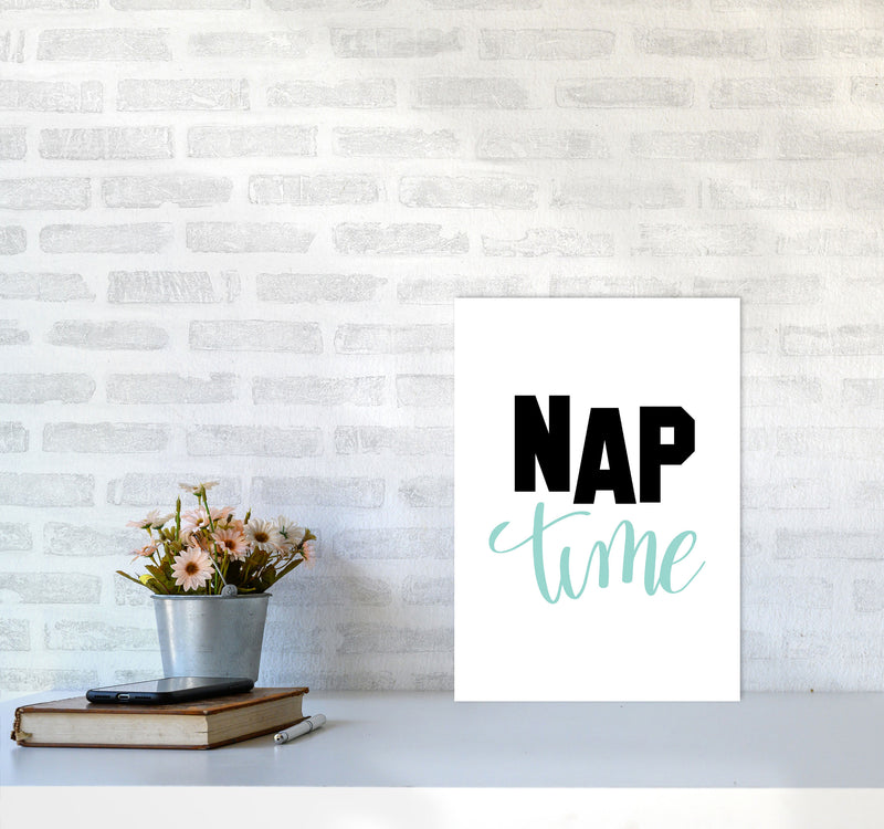 Nap Time Black And Mint Framed Typography Wall Art Print A3 Black Frame