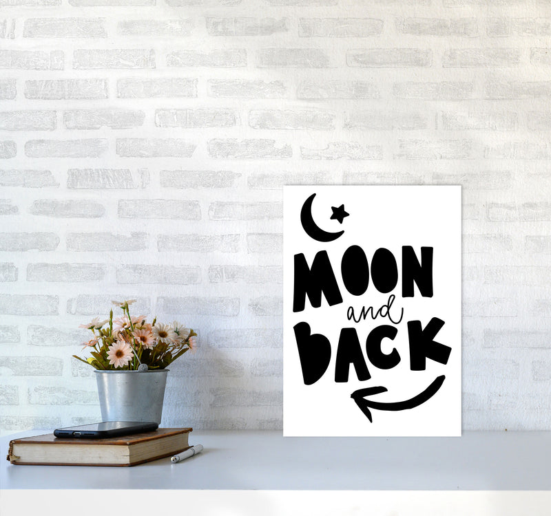 Moon And Back Black Framed Typography Wall Art Print A3 Black Frame