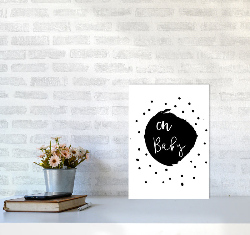 Oh Baby Black Framed Typography Wall Art Print A3 Black Frame