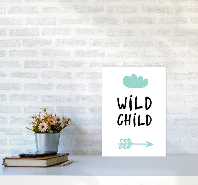 Wild Child Mint And Black Framed Nursey Wall Art Print A3 Black Frame