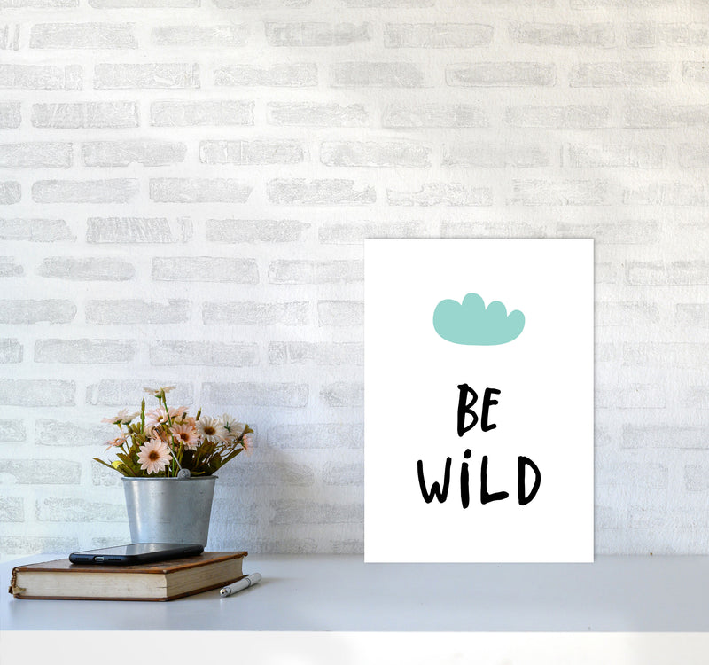 Be Wild Mint Cloud Framed Typography Wall Art Print A3 Black Frame