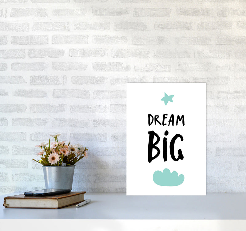 Dream Big Mint Cloud Framed Typography Wall Art Print A3 Black Frame