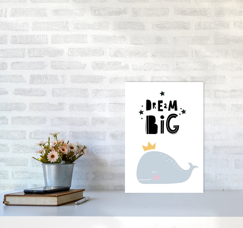 Dream Big Whale Framed Nursey Wall Art Print A3 Black Frame