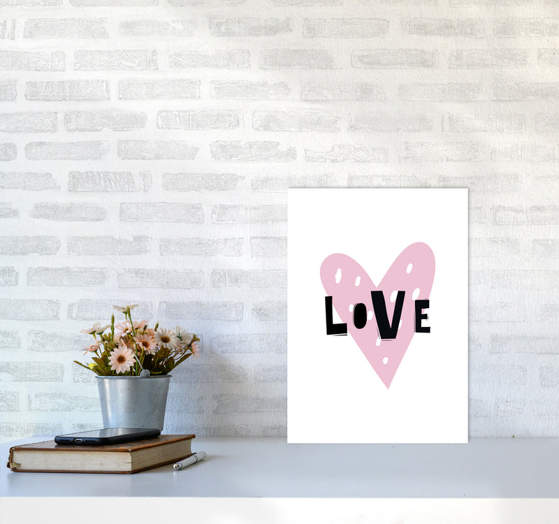 Love Heart Scandi Framed Typography Wall Art Print A3 Black Frame