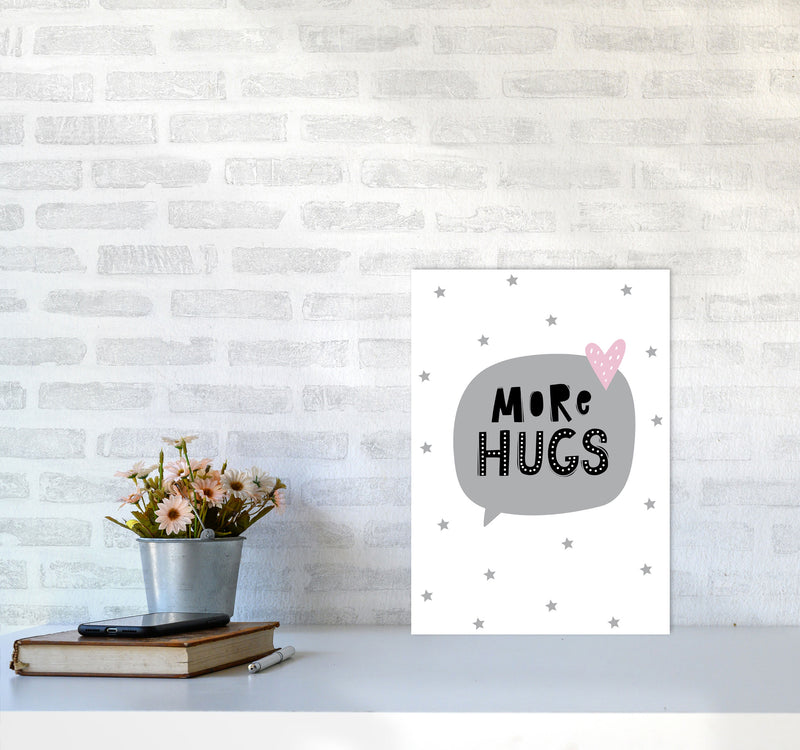 More Hugs Speech Bubble Framed Typography Wall Art Print A3 Black Frame