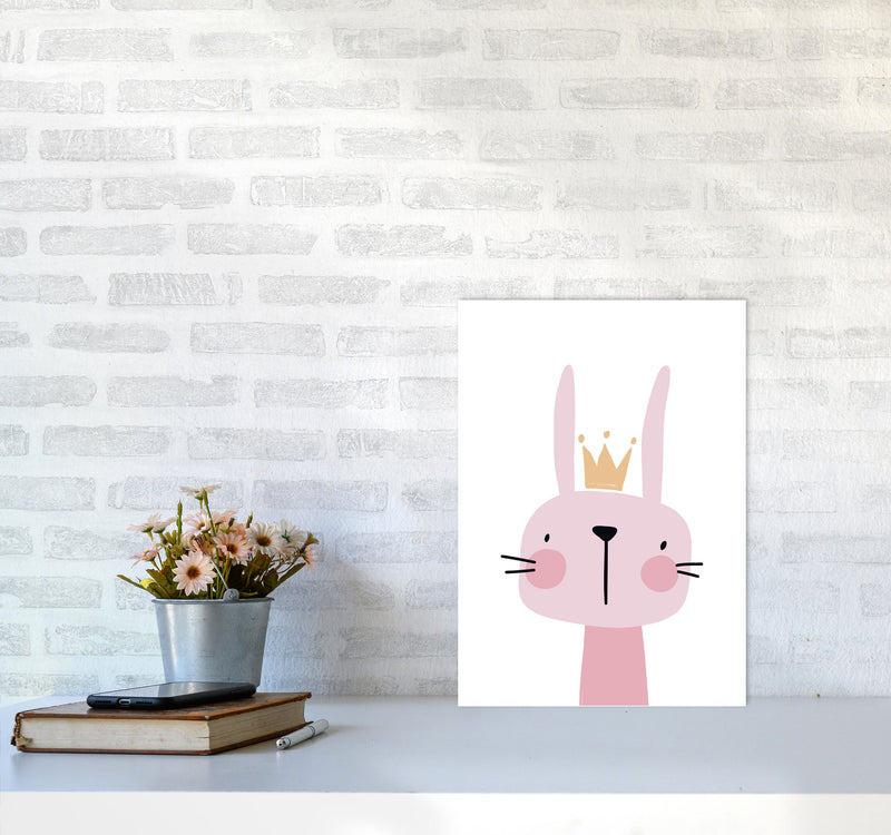 Pink Bunny Modern Print Animal Art Print A3 Black Frame