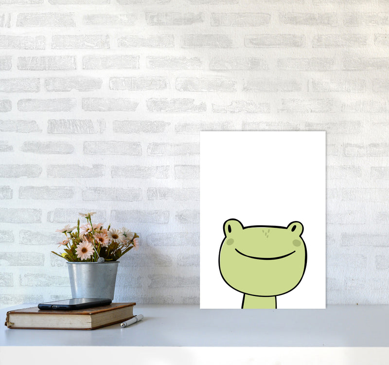 Scandi Frog Framed Nursey Wall Art Print A3 Black Frame