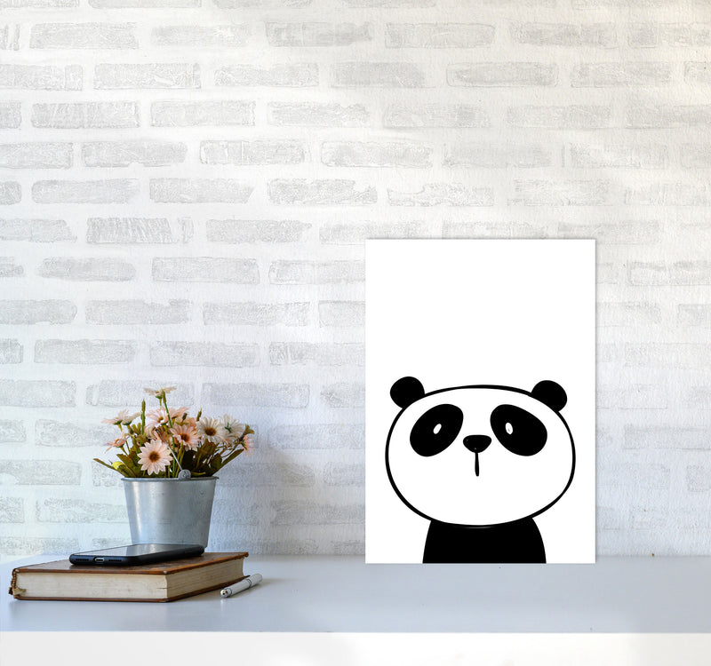 Scandi Panda Framed Nursey Wall Art Print A3 Black Frame