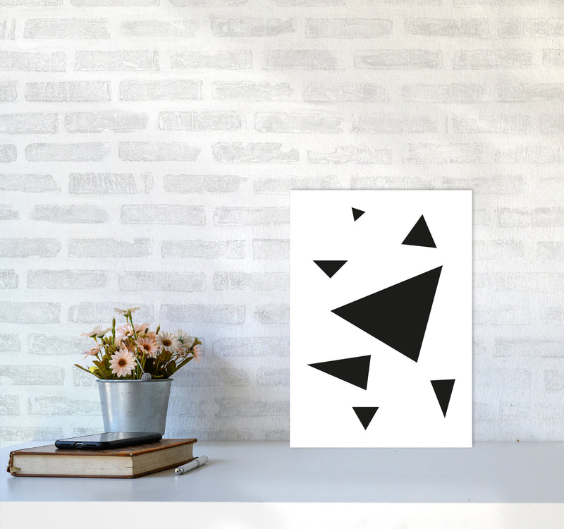 Black Abstract Triangles Modern Print A3 Black Frame