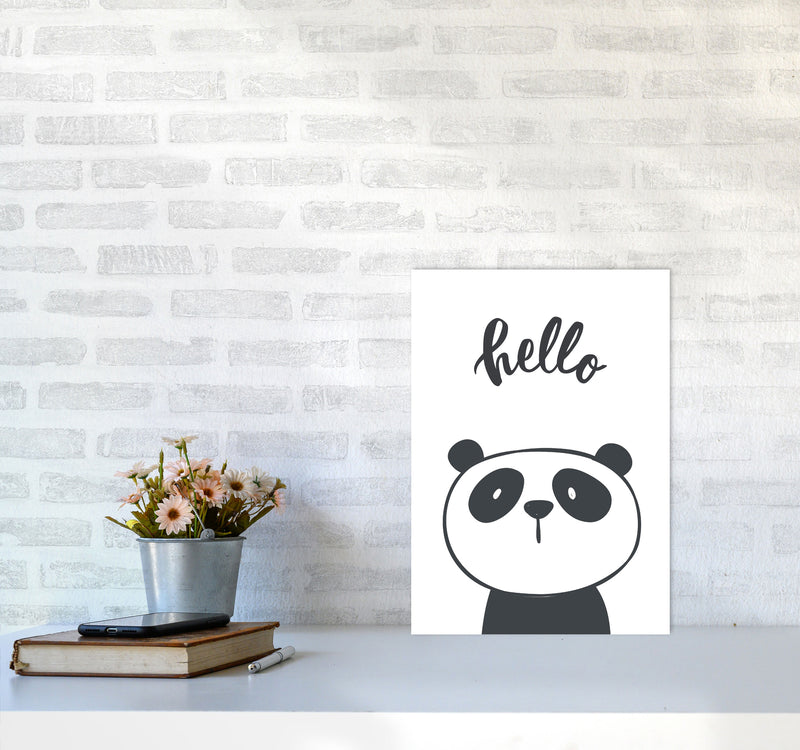 Hello Panda Modern Print Animal Art Print A3 Black Frame