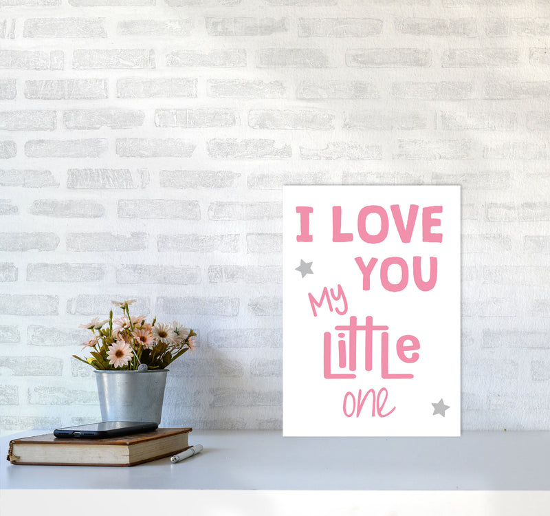 I Love You Little One Pink Framed Nursey Wall Art Print A3 Black Frame