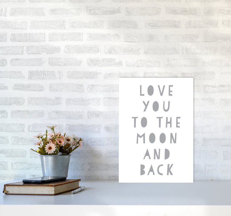 Love You To The Moon And Back Grey Framed Typography Wall Art Print A3 Black Frame